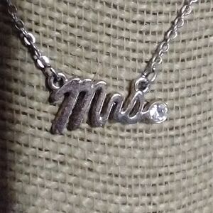 Gold 'Mrs' Necklace with Crystal Accent vintage